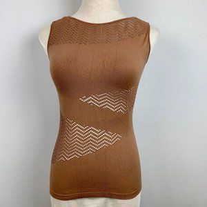 FOREVER 21 XXI Brown‎ Sleeveless Cut Out Shirt Sz S
